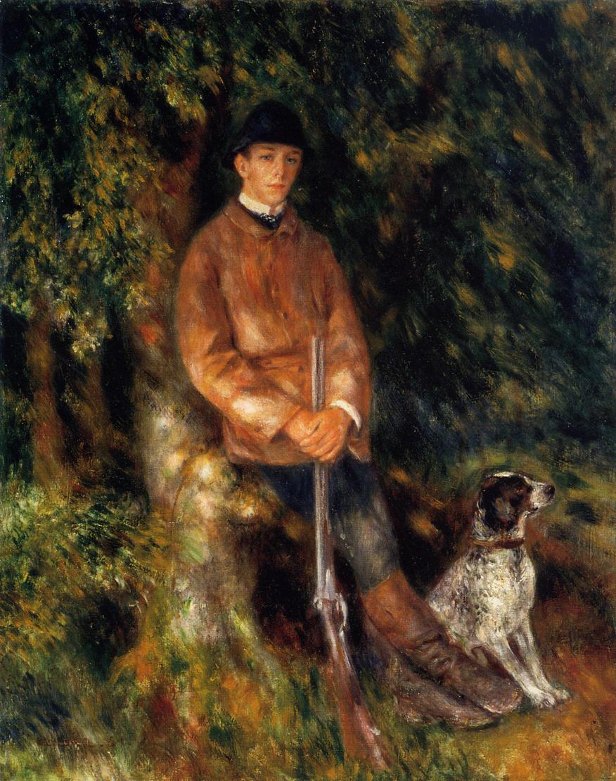 Alfred Berard and His Dog - Pierre-Auguste Renoir painting on canvas